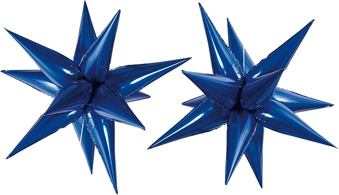 Tellpet Star Balloons Starburst Spike Shaped Balloon, 2pcs Large, Royal Blue