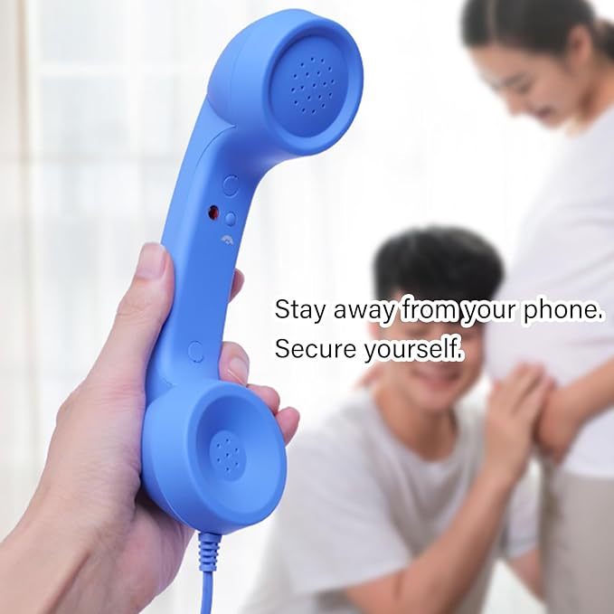 Retro Phone Handset, Plugs Play Type C Telephone Receiver Styles Cord Speakers with Dedicated Answer/End Keys, for Cell Mobile Video Conferences, Calls, Meetings
