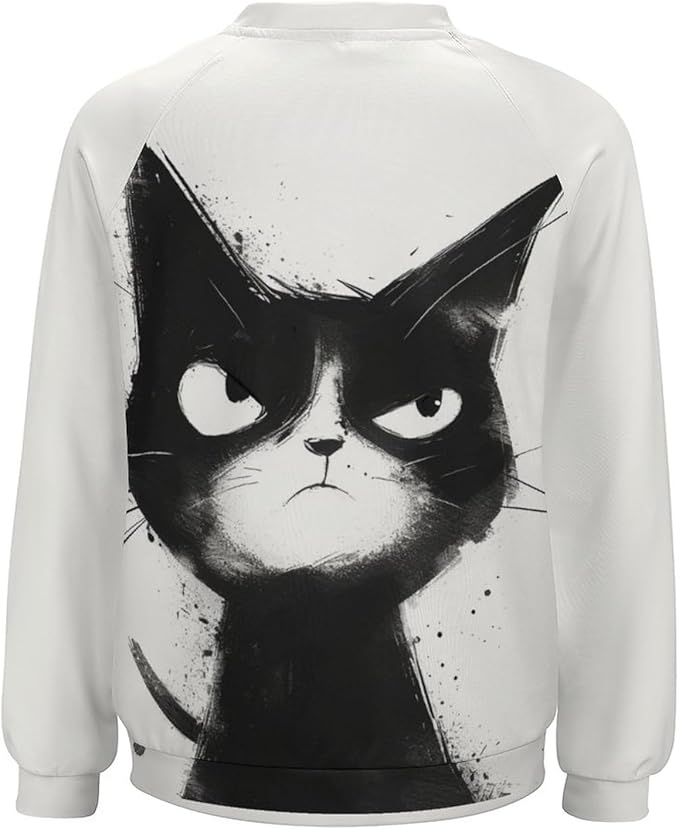 Long Sleeve Shirts for Women Cat Printed Fall Winter Dressy Holiday Casual Fashion Crewneck Tunic Tee Shirts