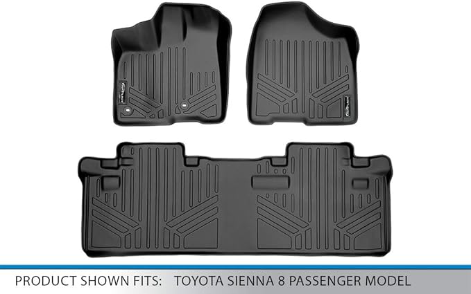 SMARTLINER Custom Fit Floor Mats 2 Row Liner Set for 2013-2020 Toyota Sienna