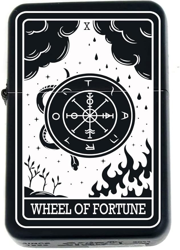 Custom Tarot Card - 24 Major Arcana Cards Available Laser Engraved Unique Collectible s Infinity Black Matt Windproof Lighters! (Wheel-of-Fortune) - Christmas, Halloween & Valentines Day Gift