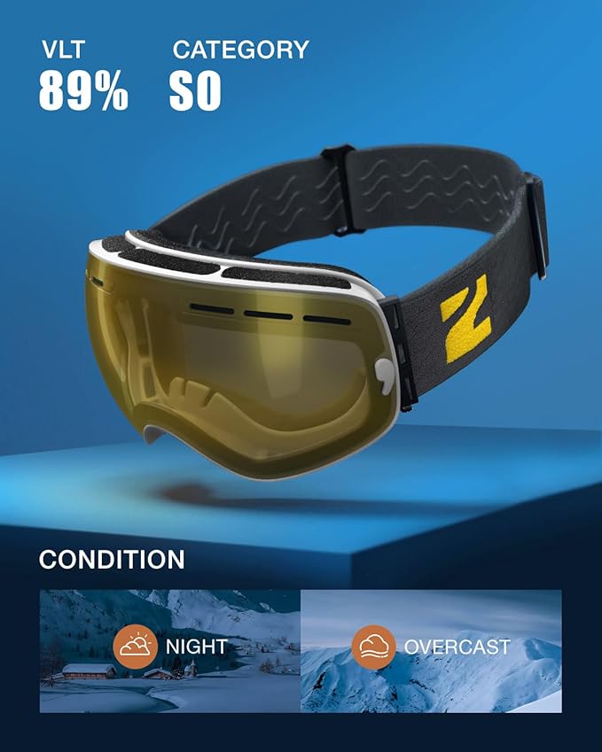 ZIONOR X Ski Goggles - OTG Snowboard Goggles Detachable Lens for Men Women Adult