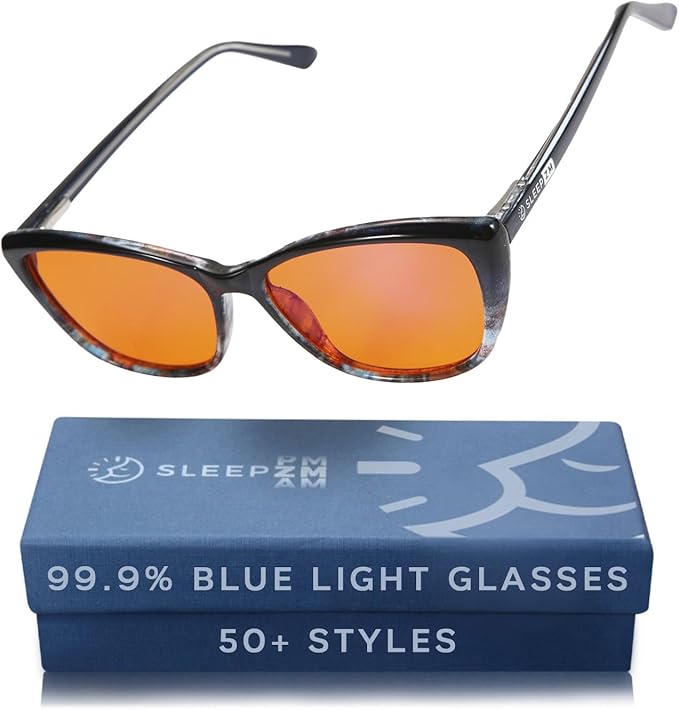 100% Blue Light Blocking Glasses - Women + Men - Better Sleep - Anti Eye Strain Protection - Computer Screens Gaming