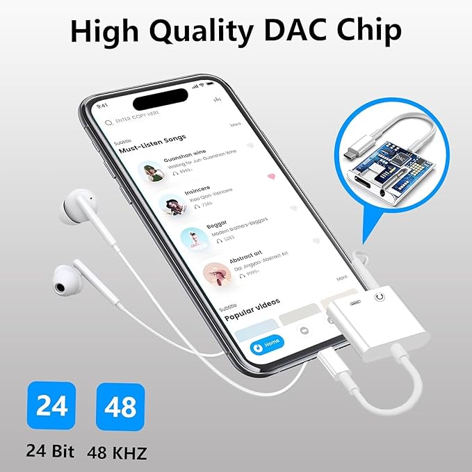 USB C to 3.5mm Headphone Jack and Charger Adapter, 2-Pack 2-in-1 Audio & Fast Charging Splitter for iPhone 17/16/15/Pro/Pro Max, iPad, Samsung Galaxy, Google Pixel & More USB-C Devices