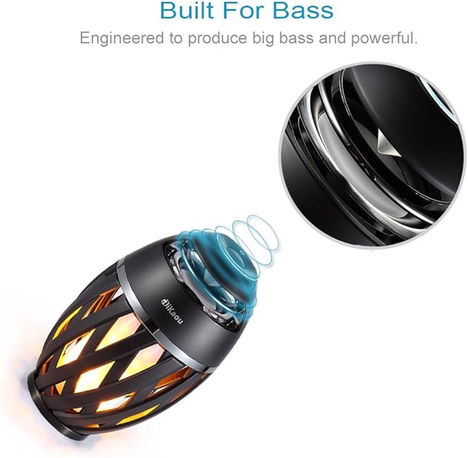 Led Flame Speaker, Torch Atmosphere Bluetooth Speakers&Outdoor Portable Stereo Speaker with HD Audio and Enhanced Bass,LED flickers Warm Yellow Lights BT4.2 for iPhone/iPad/Android