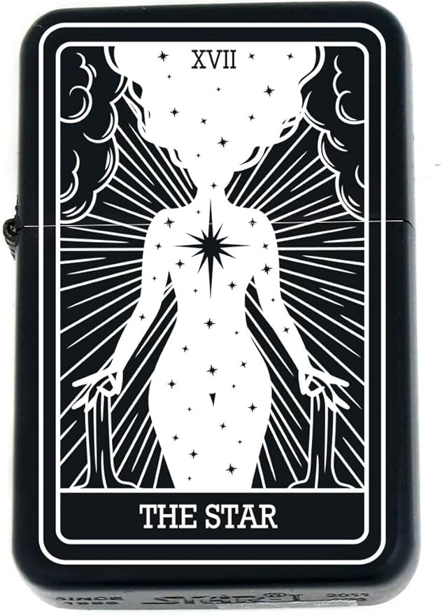 Custom Tarot Card - 24 Major Arcana Cards Available Laser Engraved Unique Collectible s Infinity Black Matt Windproof Lighters! (The-Star) - Christmas, Halloween & Valentines Day Gift