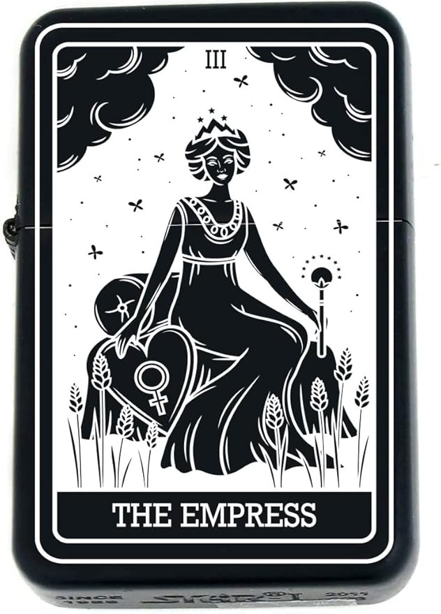 Custom Tarot Card - 24 Major Arcana Cards Available Laser Engraved Unique Collectible s Infinity Black Matt Windproof Lighters! (The-Empress) - Christmas, Halloween & Valentines Day Gift