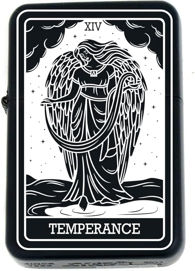 Custom Tarot Card - 24 Major Arcana Cards Available Laser Engraved Unique Collectible s Infinity Black Matt Windproof Lighters! (Themperance) - Christmas, Halloween & Valentines Day Gift