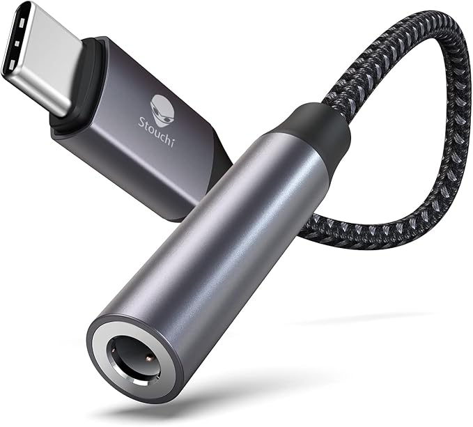 Stouchi USB C to 3.5mm Female Adapter, Type C Headphone Audio Jack Cable Cord Hi-Fi Dongle for iPhone 17/16 /15, Pixel 9/8 /7/6, iPad, Samsung Galaxy S25 S24 S23 Ultra-Grey