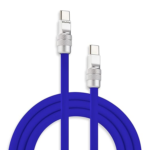 chubbycable Chubby 2.0 USB C 240W Fast Charging Cable Silicone Soft Durable USB C Cable Extra Thick Charger Cord Compatible with iPhone 17-15 Series iPad, Dark Blue, Type-C to Type-C, 19.6FT