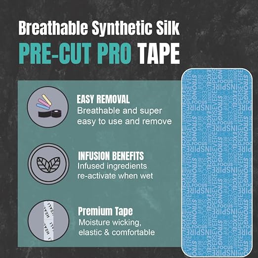 Heali Kinesiology Tape with Magnesium and Menthol, 20 Pcs Precut Strips, K Tape Roll, Knees, Physical Therapy Sports Tape for Muscles and Joints, Water Resistant, Blue Inspo