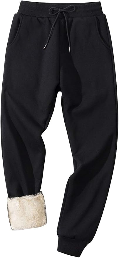 Gihuo Men's Winter Fleece Pants Sherpa Lined Sweatpants Active Running Jogger Pants