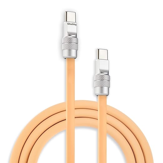 chubbycable Chubby 2.0 USB C 240W Fast Charging Cable Silicone Soft Durable USB C Cable Extra Thick Charger Cord Compatible with iPhone 17-15 Series iPad, Desert, Type-C to Type-C, 6.6FT