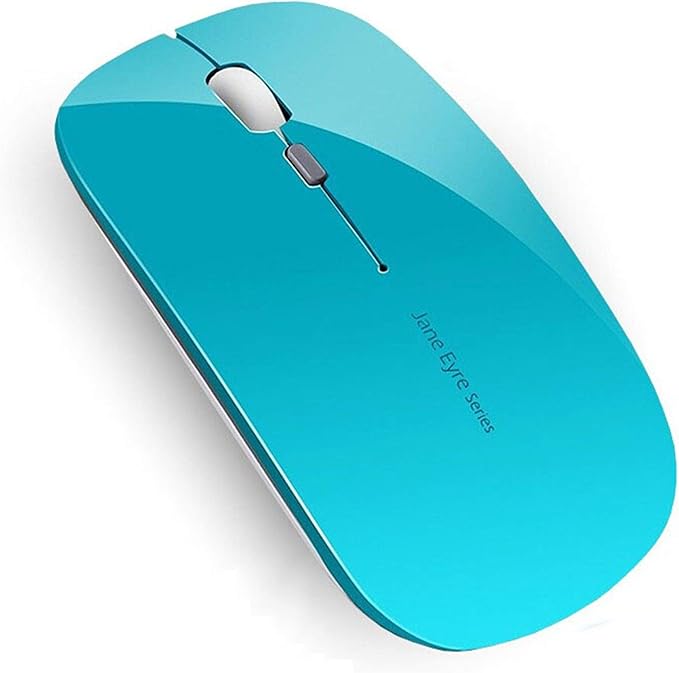 Uciefy Q5 Slim Rechargeable Wireless Mouse, 2.4G Optical Silent Ultra Thin Wireless Computer Mouse with USB Receiver and Type C Adapter, Compatible with PC, Laptop, Desktop (Blue)
