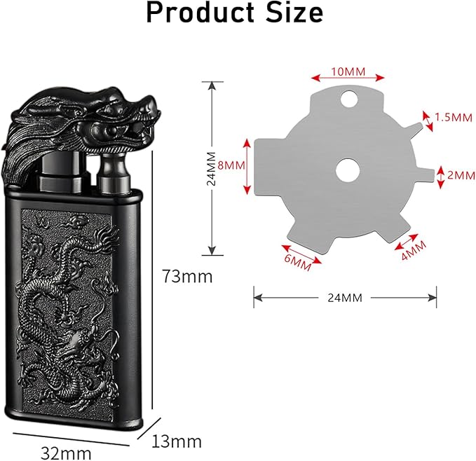 Torch Lighter, Relief Wolf Design Magic Dual Flame Lighter with Adjusting FlameTool, Cool Windproof Jet Lighters, Refillable Butane Lighters for Mens Outdoor Indoor(Without Butane)-Bronze Crocodile