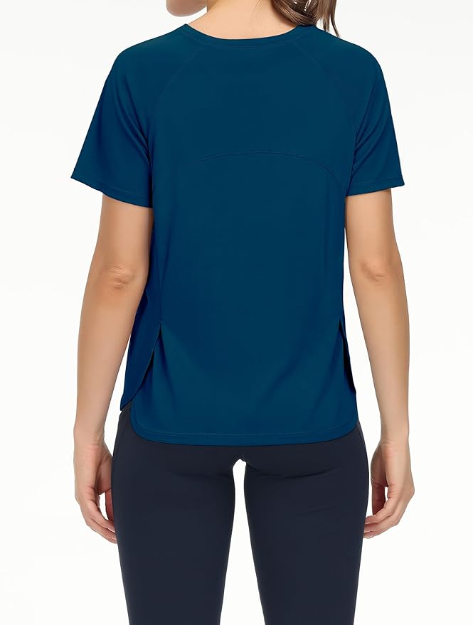 THE GYM PEOPLE Women's Short Sleeve Workout Shirts Breathable Yoga T-Shirts with Side Slits Athletic Tee Tops
