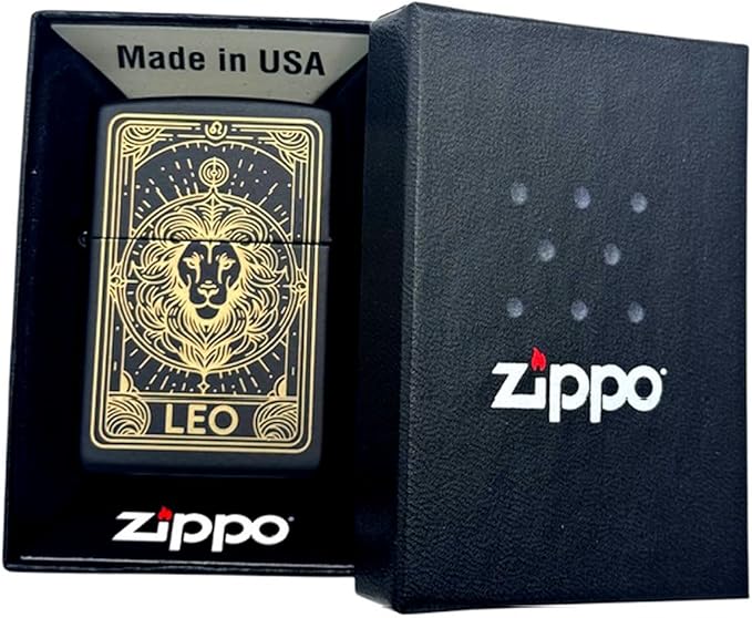 Zippo Lighter - Personalized Custom Message Engraved on Backside Zodiac, Horoscope Signs (Leo)