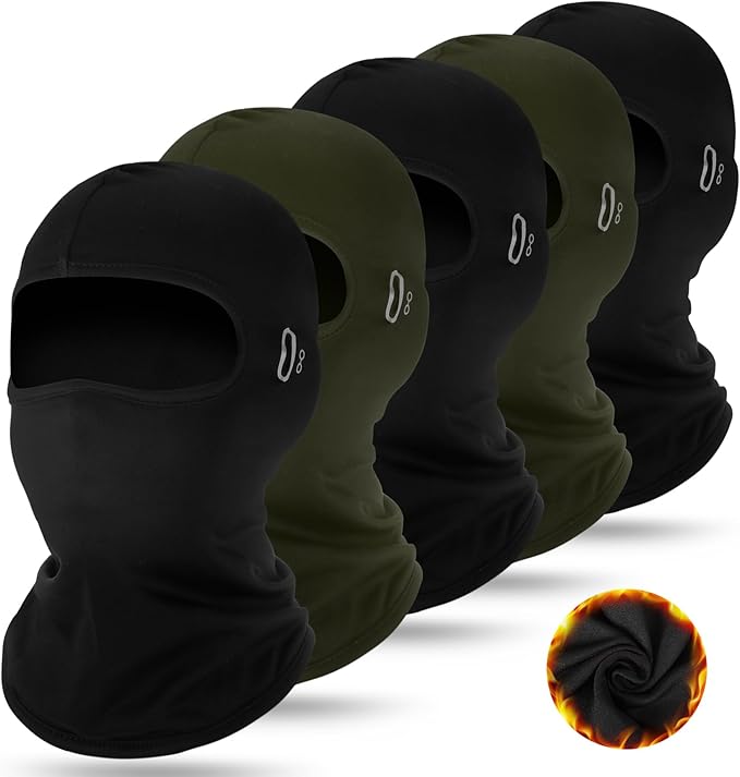 Suhine 5 Pcs Winter Balaclava Ski Mask Windproof Thermal Full Face Mask Cold Weather Balaclava with Reflective Stripe