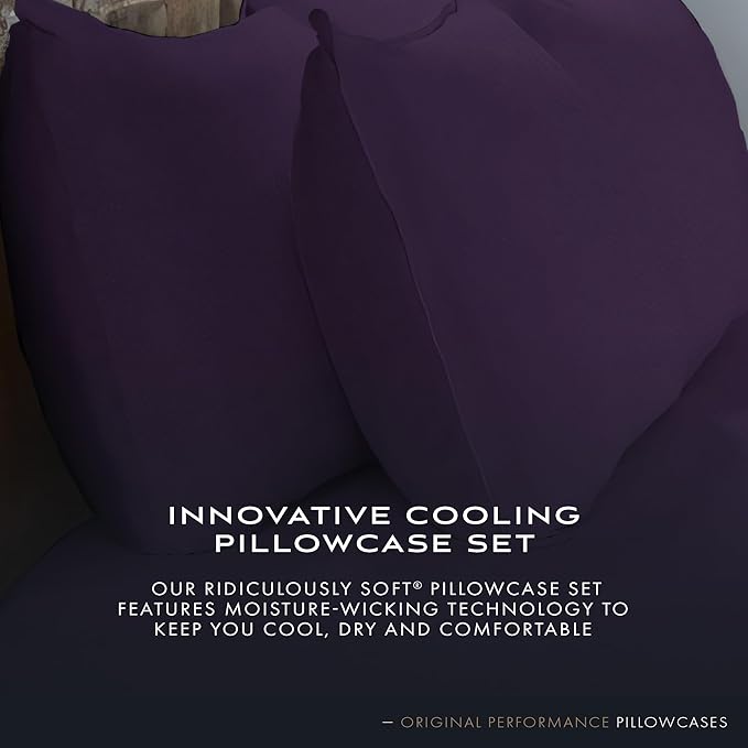 SHEEX Original Performance Cooling Pillowcases, Ultra-Soft King Pillowcase Set, 2 Cooling Pillow Covers, Royal Plum