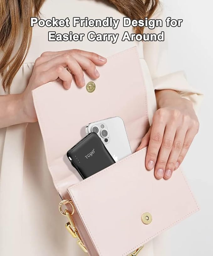 TG90° 2 Pack 10000mAh Portable Charger Slim Power Bank with Built in Cables,Travel Charger Cell Phone External Battery Pack,4 Output External Battery Pack Compatible with iPhone and Android Devices