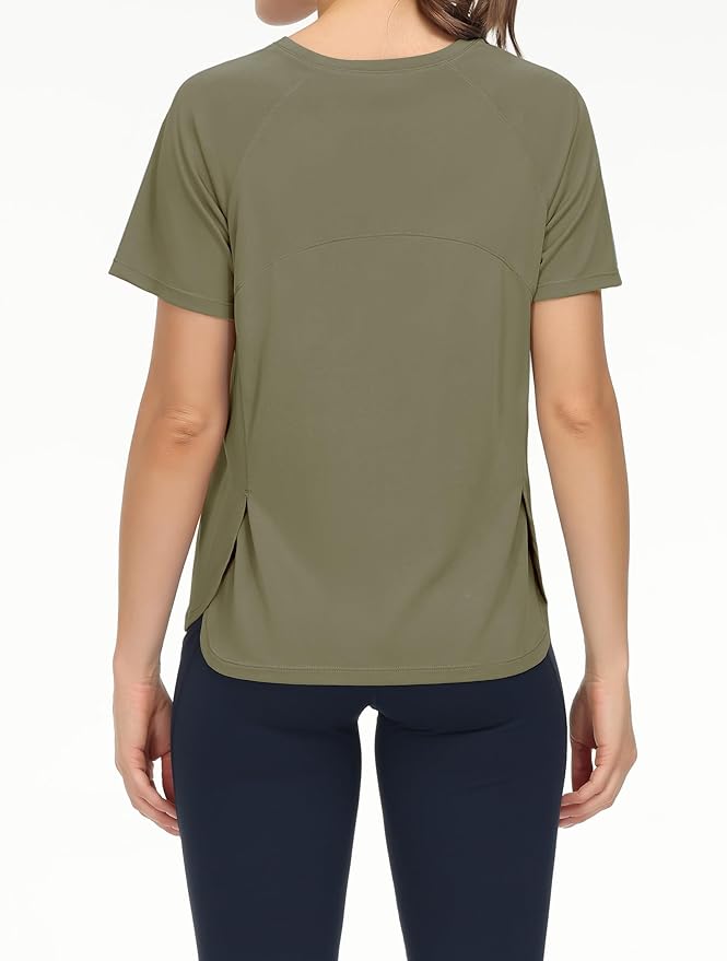 THE GYM PEOPLE Women's Short Sleeve Workout Shirts Breathable Yoga T-Shirts with Side Slits Athletic Tee Tops