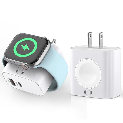 for Apple Watch Charger,Wireless Magnetic for Apple Watch Charging,2Pack 23W Dual Port(USB-C+USB-A)Fast Wall Charging Block Travel Plug iWatch Charger for iWatch 11/Ultra/SE/10/9/8/7/6,iPhone 17/16/15