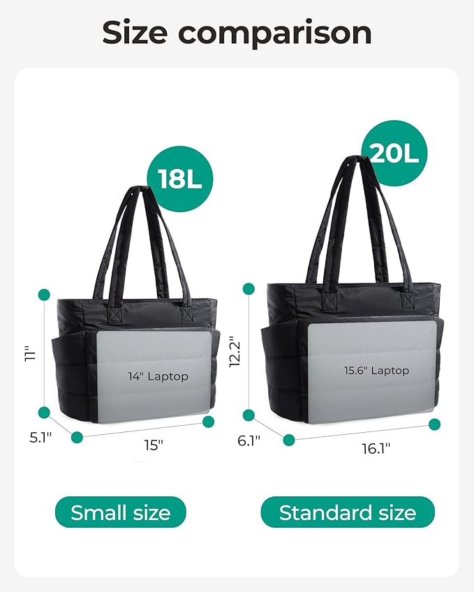 BAGSMART Tote Bag for Women, Lightweight Puffy Tote Bag with Compartments Shoulder Bag Handbag for Travel, Work, Gym | Puffy, Lightweight, for Travel, Quilted, Tote Bag with Compartments, Work