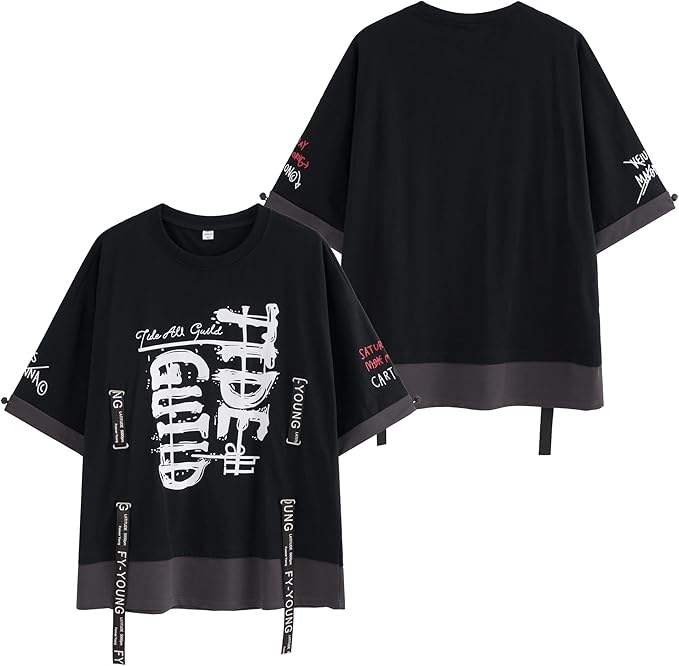 XYXIONGMAO Techwear Shirt Japanese Streetwear Hip Hop Shirts Men Graphic T Alphabet Design Workwear Gothic Hoodie