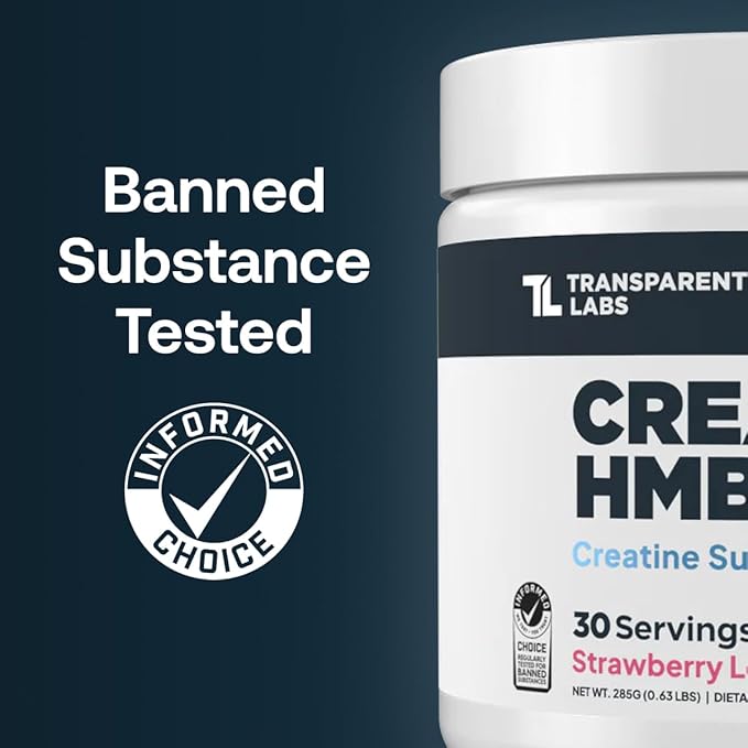 Transparent Labs Creatine HMB - Creatine Monohydrate Powder with HMB for Muscle Growth, Increased Strength, Enhanced Energy Output, and Improved Athletic Performance - 30 Servings, Unflavored
