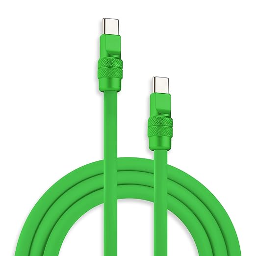 chubbycable Chubby 2.0 USB C 240W Fast Charging Cable Silicone Soft Durable USB C Cable Extra Thick Charger Cord Compatible with iPhone 17-15 Series iPad, Green+Green, Type-C to Type-C, 4.9FT