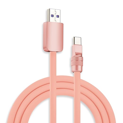 chubbycable Chubby 2.0 USB C 120W Fast Charging Cable Silicone Soft Durable USB C Cable Extra Thick Charger Cord Compatible with iPhone 17-15 Series iPad, Pink+Pink, USB-A to Type-C, 19.6FT