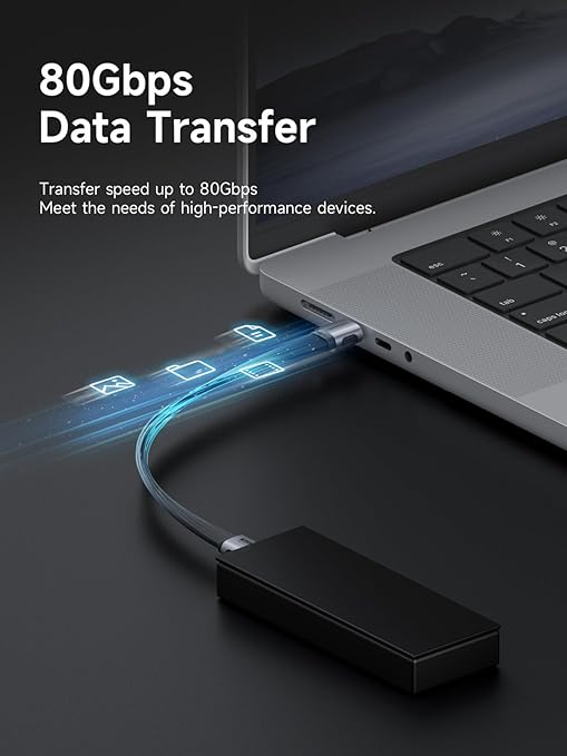 Hagibis USB4 Cable, 80Gbps Data Transfer, 240W Fast Charging USB-C Cable, 8K@60Hz USB 4 V2.0 Short Cable for iPhone 17 16 15 Pro Max, iPad Pro, Thunderbolt 5/4 (Straight, 0.8FT)
