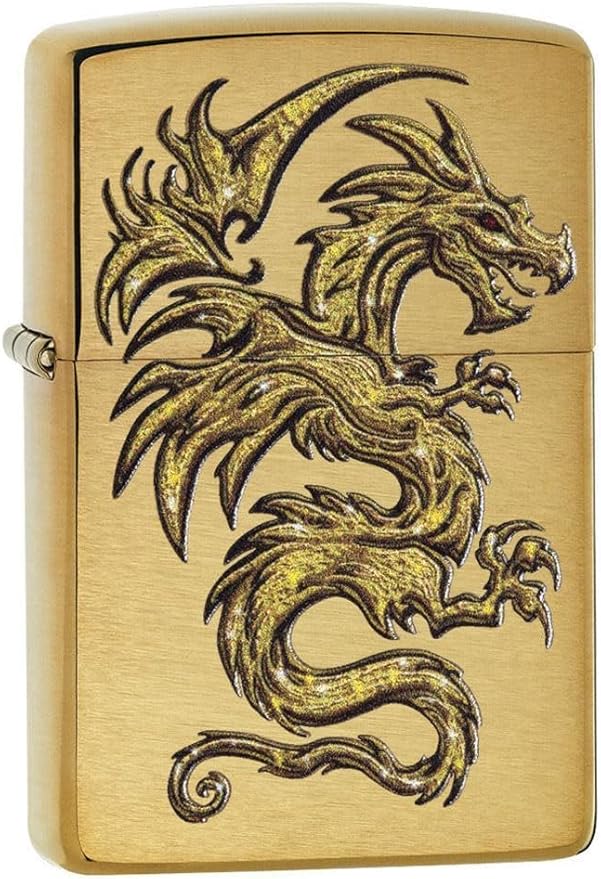 Custom Personalized Classic Dragon Designs Zippo Windproof Lighter Engraving - Christmas, Halloween & Valentines Day Gift (Gold)