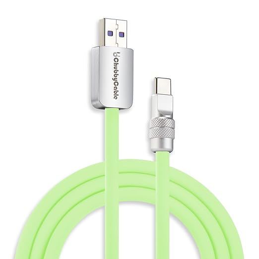 chubbycable Chubby 2.0 USB C 120W Fast Charging Cable Silicone Soft Durable USB C Cable Extra Thick Charger Cord Compatible with iPhone 17-15 Series iPad, Mint Green, USB-A to Type-C, 13.1FT