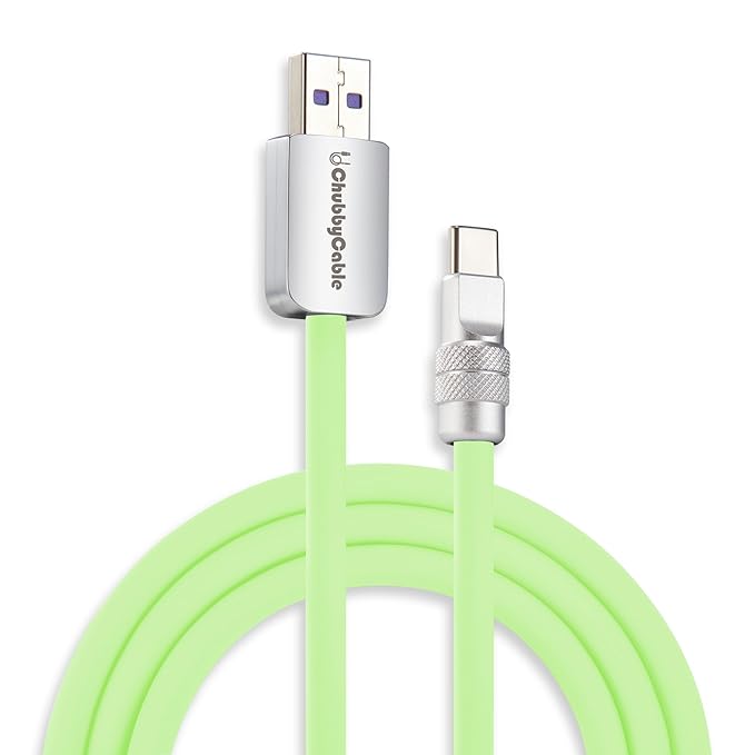 chubbycable Chubby 2.0 USB C 120W Fast Charging Cable Silicone Soft Durable USB C Cable Extra Thick Charger Cord Compatible with iPhone 17-15 Series iPad, Mint Green, USB-A to Type-C, 16.4FT