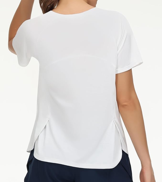 THE GYM PEOPLE Women's Short Sleeve Workout Shirts Breathable Yoga T-Shirts with Side Slits Athletic Tee Tops