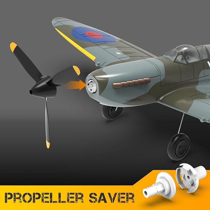 volantexrc RC Plane, 4 Channel Remote Control Airplane Fighter Spitfire RTF with Aileron, Gyro, Aerobatics & 3 Modes Easy to Fly, Hobby Radio Controlled Aircraft for Beginners & Adults (Blue)