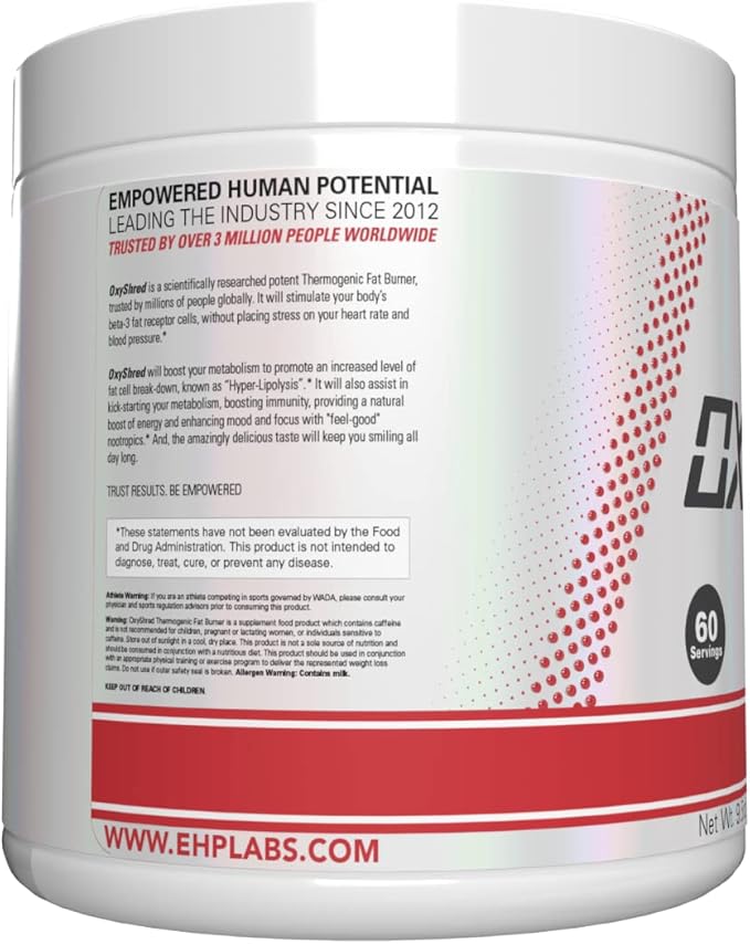 EHP Labs OxyShred Pre Workout Powder - Preworkout Powder with L Glutamine & Acetyl L Carnitine, Energy Boost Drink - Pink Grapefruit, 60 Servings