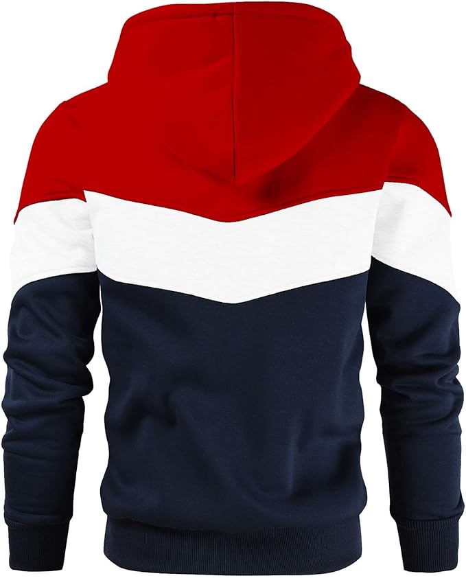 Gesean Men's Novelty Color Block Pullover Fleece Hoodie Long Sleeve Casual Sweatshirt with Pocket