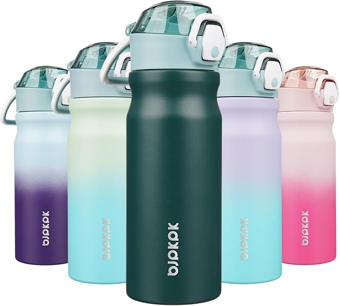 BJPKPK Stainless Steel Insulated Water Bottle with Straw Lid 18oz Reusable Metal Thermal Flask Bottles Keep Cold and Hot,Army Green