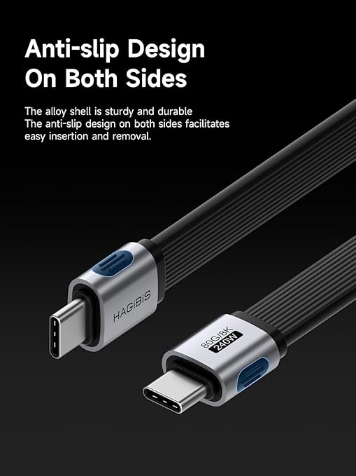 Hagibis USB4 Cable, 80Gbps Data Transfer, 240W Fast Charging USB-C Cable, 8K@60Hz USB 4 V2.0 Short Cable for iPhone 17 16 15 Pro Max, iPad Pro, Thunderbolt 5/4 (Straight, 0.5FT)