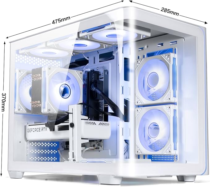 Pre Built Desktop Gaming PC DDR5 32GB, RTX 5060 8GB, Ryzen 7 8700F 8Cores 4.1G Up to 5G, 1TB NVMe SSD, WiFi 6 Tower Computer for Gamer, Home and Office White 4K VR 8K