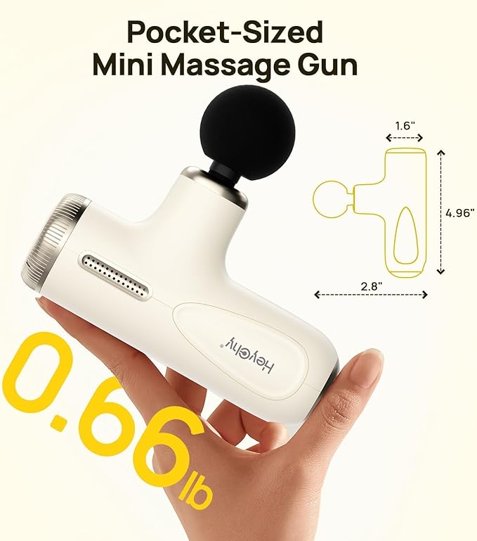 Super Mini Massage Gun Deep Tissue with 4-10mm Adjustable Amplitude, Portable Handheld Electric Back Massager for Neck Shoulder Pain Relief, Quiet for Home Gym, Men & Women, Athletes, White