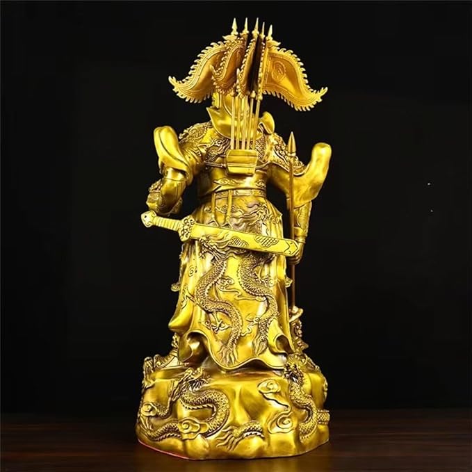 burid Pure Copper Chinese Feng Shui Guan Gong Statue God of Wealth Home and Office Decoration Wu God of Wealth Guan Yu Statue Best Furnishings Gifts, 23*24*51CM，7.7KG