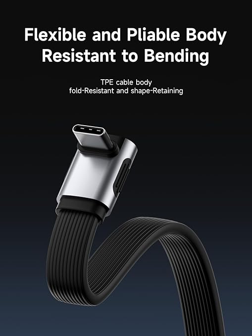 Hagibis USB4 Cable, 80Gbps Data Transfer, 240W Fast Charging USB-C Cable, 8K@60Hz USB 4 V2.0 Short Cable for iPhone 17 16 15 Pro Max, iPad Pro, Thunderbolt 5/4 (Middle 90 Degree, 0.5FT)