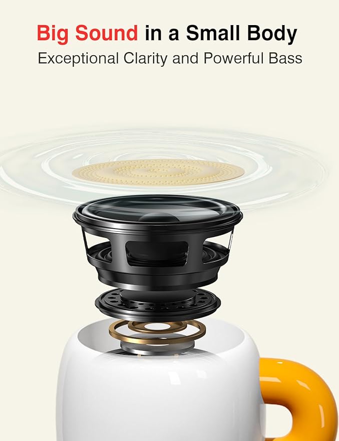EWA Bluetooth Speaker, Mini Portable Bluetooth Speaker with Creative Cup-Shaped Design, IP67 Waterproof, Loud & Clear Sound, Ideal Gift for Desk, Travel & Holidays, A163 (White)
