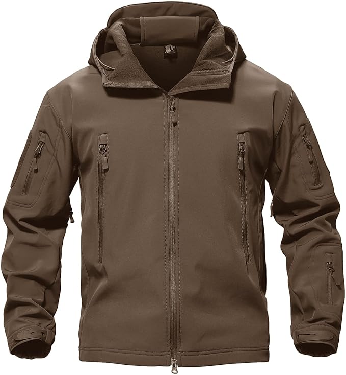 TACVASEN Men's Special Ops Military Tactical Soft Shell Winter Warm Fleece Lined Jacket Rain Hood Coat Hiking Snowboard