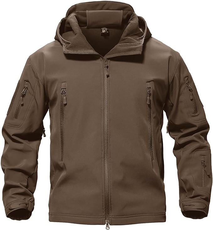 TACVASEN Men's Special Ops Military Tactical Soft Shell Winter Warm Fleece Lined Jacket Rain Hood Coat Hiking Snowboard