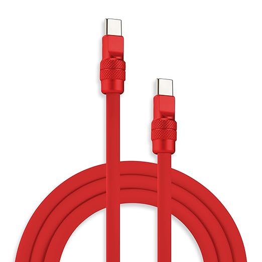 chubbycable Chubby 2.0 USB C 240W Fast Charging Cable Silicone Soft Durable USB C Cable Extra Thick Charger Cord Compatible with iPhone 17-15 Series iPad, Red+Red, Type-C to Type-C, 4.9FT