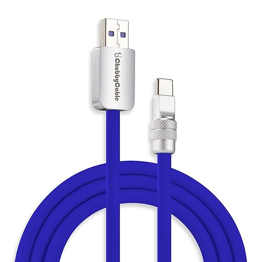 chubbycable Chubby 2.0 USB C 120W Fast Charging Cable Silicone Soft Durable USB C Cable Extra Thick Charger Cord Compatible with iPhone 17-15 Series iPad, Dark Blue, USB-A to Type-C, 3.3FT